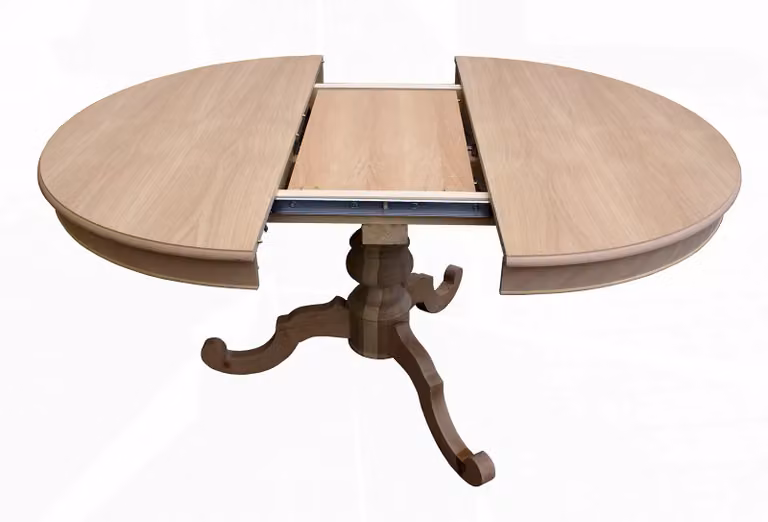 Tavolo rotondo allungabile in legno grezzo Mobili 2G H 80 cm, Diametro 120 cm