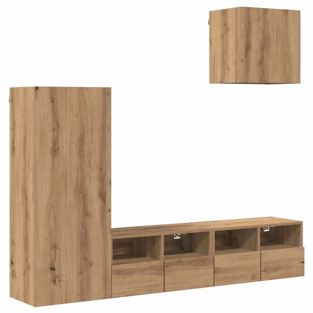 Unità TV da parete moderna vidaXL in MDF color marrone per soggiorno – 2