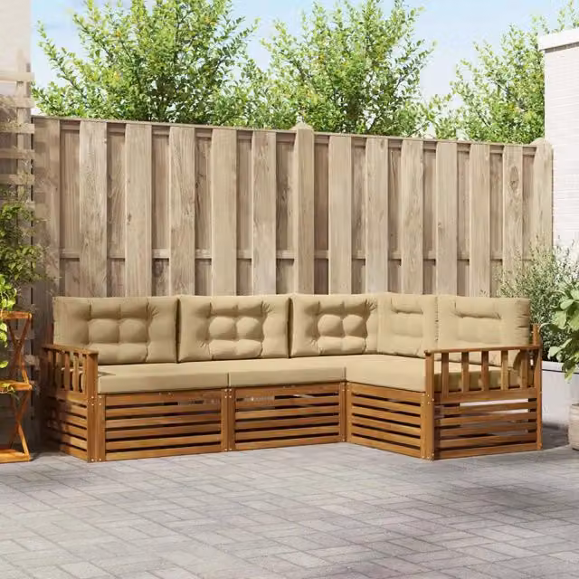 Set di divani da esterno 4 pz Naturale e Beige 3373373