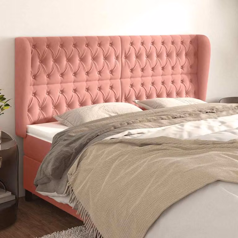 Testiera ad Orecchio vidaXL in Velluto Rosa L: 183 cm, P: 23 cm, H: 118/128 cm