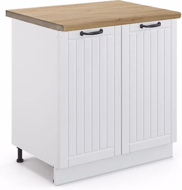 Mobile lavello cucina Fame-Line Bianco rustico/Bianco 80 cm, PL Rovere Vicco