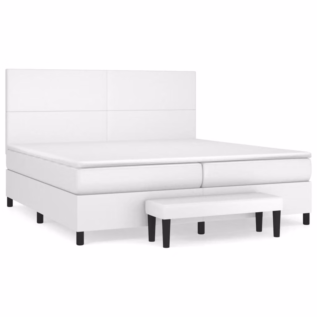 Giroletto a Molle con Materasso Bianco 200x200cm in Pelle finta