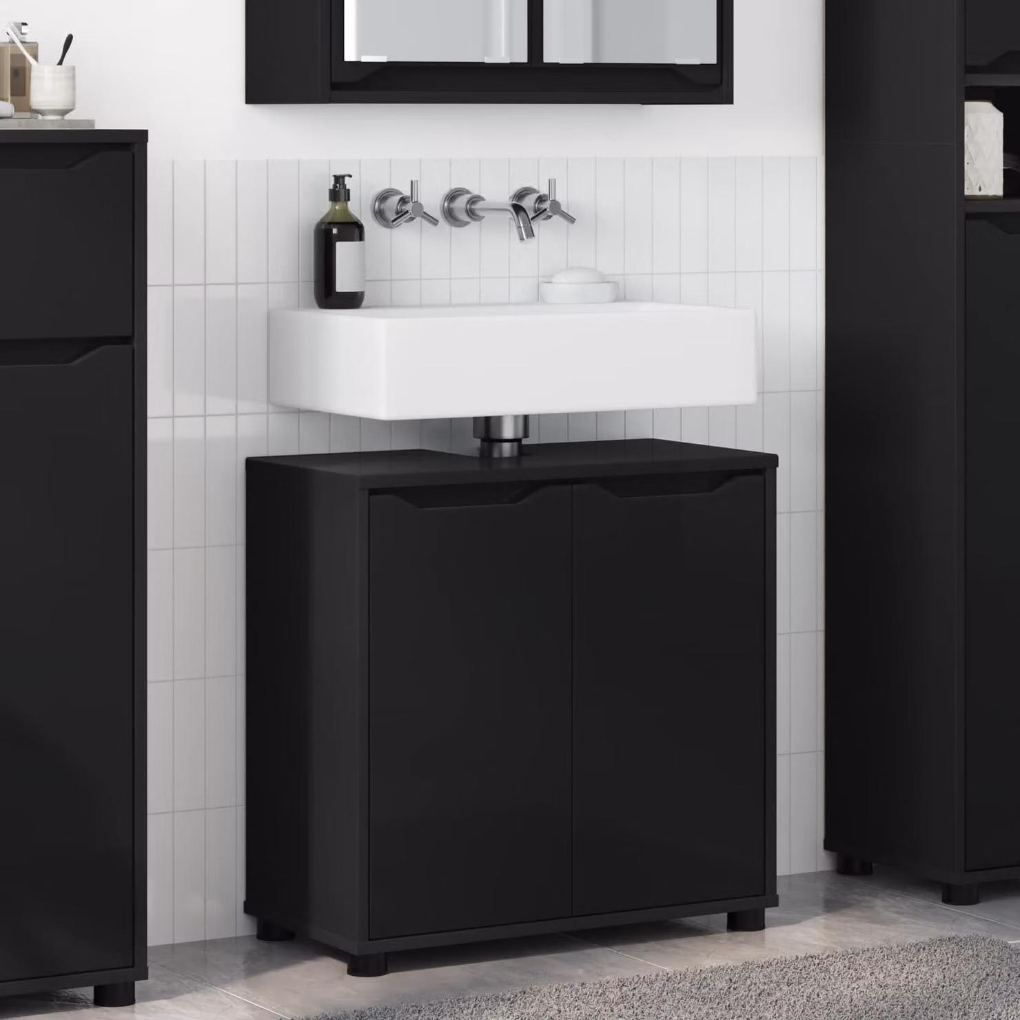 vidaXL Mobile per lavabo da bagno Nero 60 x 30 x 60 cm