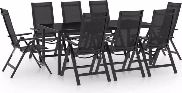 The Living Store Set da pranzo da giardino 9 pezzi alluminio antracite