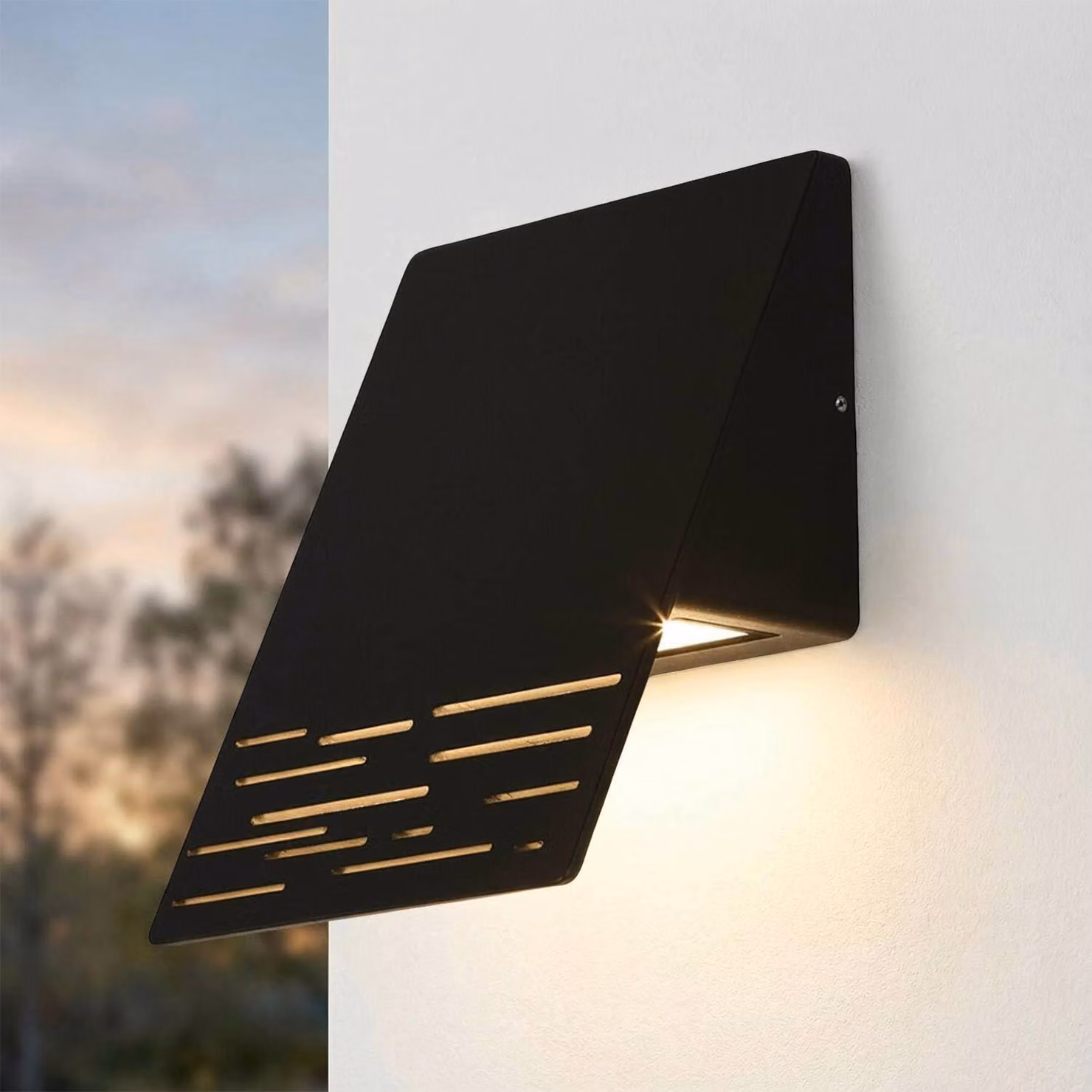 Lampada da parete esterna a LED, forma quadrata, colore nero, 15 cm, grado di protezione IP44, temperatura di colore 3000 K, flusso luminoso 550 lm