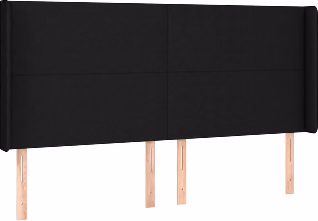 Testata ad orecchio nera in tessuto per camera da letto L: 163 cm, P: 16 cm, H: 118/128 cm
