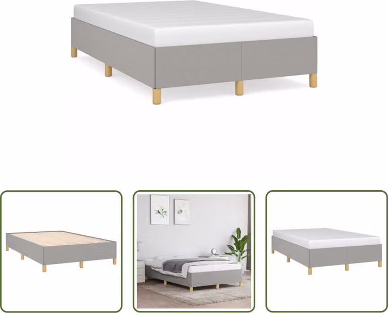 The Living Store Struttura letto grigio chiaro 120x190 cm in tessuto
