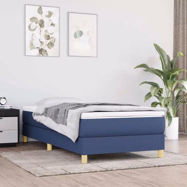 Struttura Letto con Rete a Doghe Cambrate vidaXL in Tessuto Blu L: 100 cm, P: 200 cm