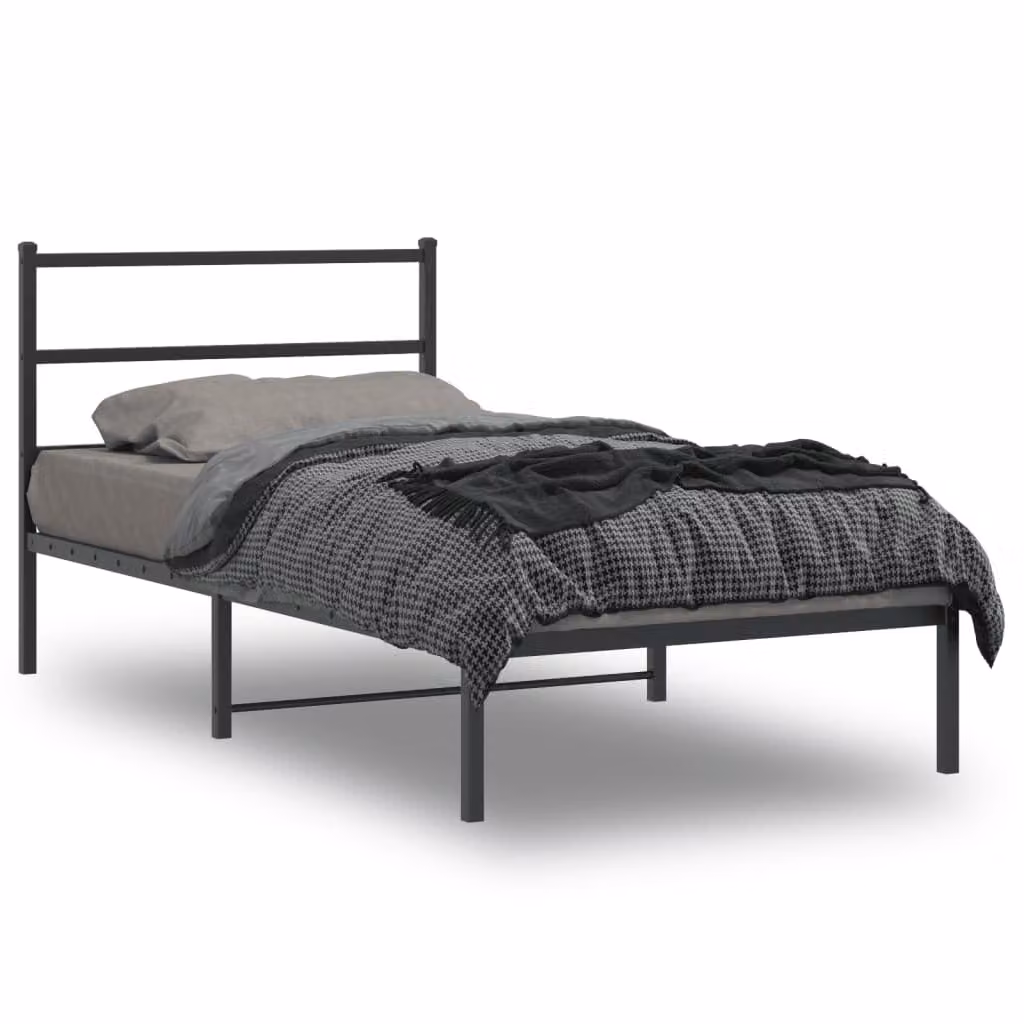 Giroletto con testiera in metallo nero vidaXL L: 107 cm, P: 203 cm