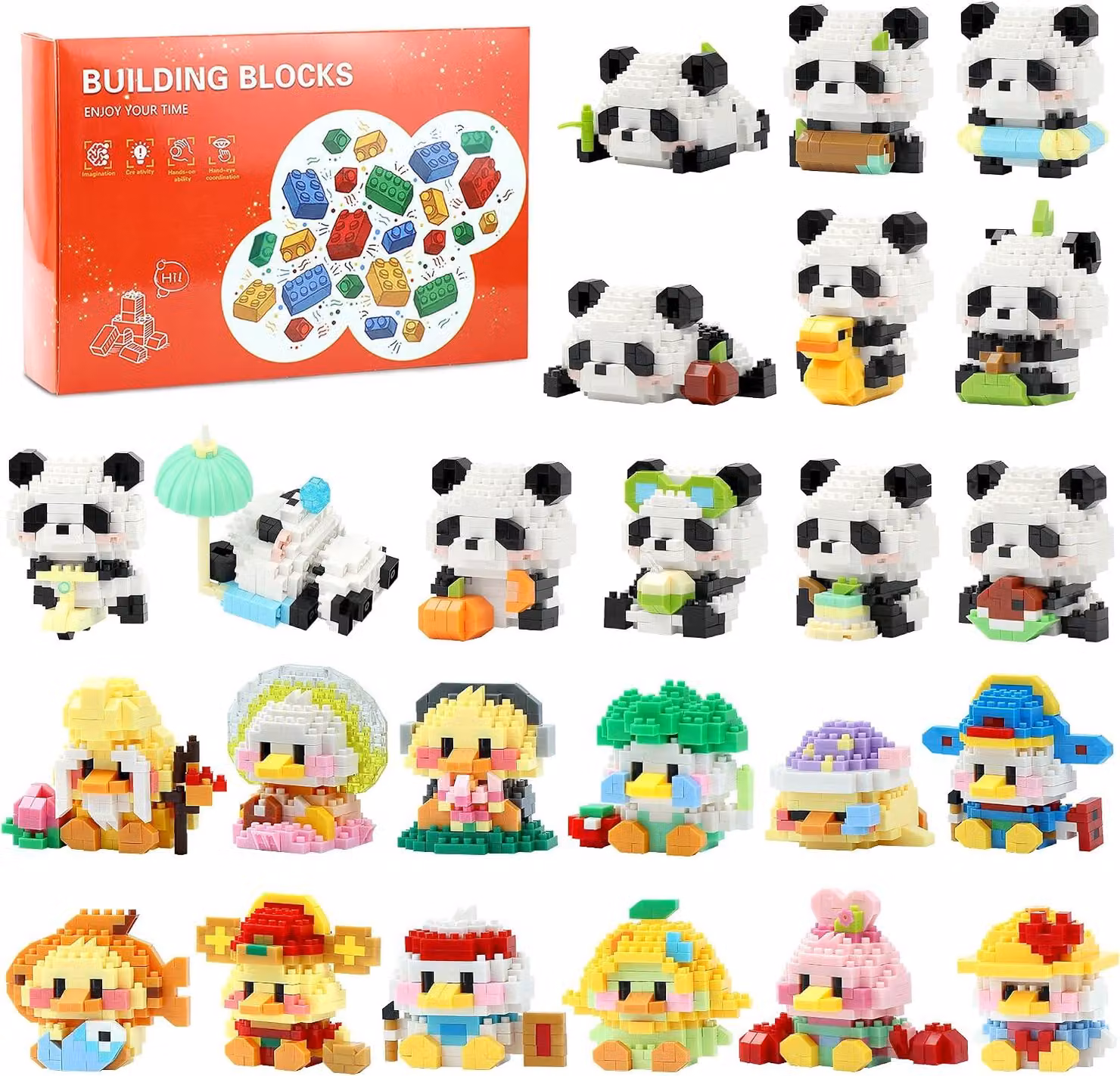 Calendario dell'Avvento 2026: mini mattoncini da costruzione per bambini - Panda