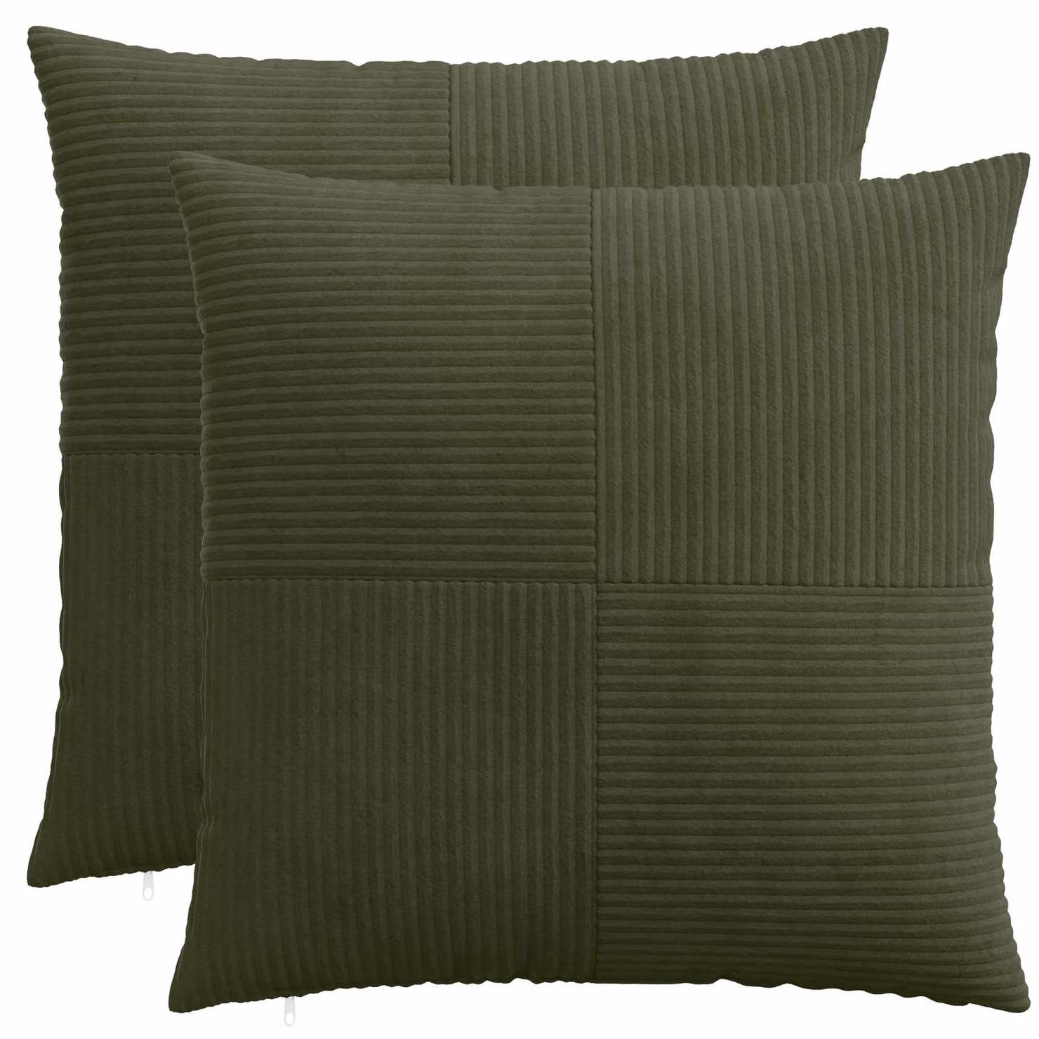 Set di 2 federe vidaXL ALMELO in velluto a coste verdi, L 80 x P 80 cm