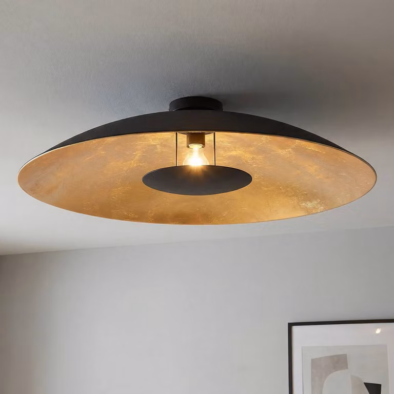 Plafoniera soffitto Narisara Lindby, dimmerabile, Nero, Soggiorno / Sala da pranzo, Metallo, Moderno, Plafoniera