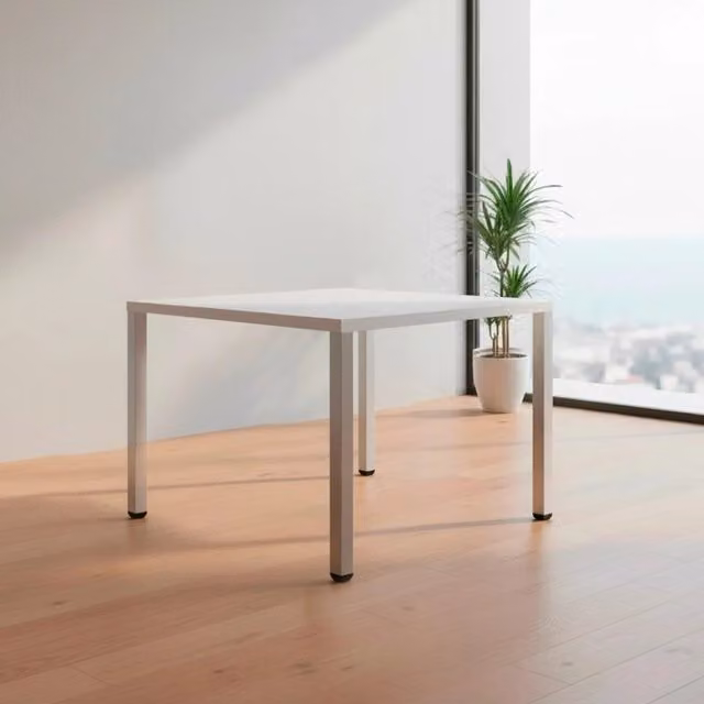 Tavolo Quadrato Veriaffari in MDF Laminato Bianco e Nero con Gambe Regolabili in Altezza L: 80 cm, P: 80 cm, H: 76.5 cm