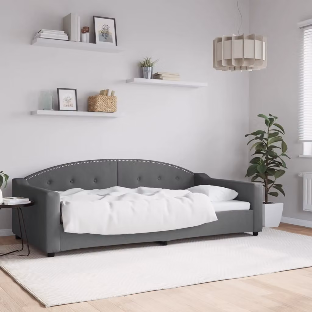 Letto da giorno vidaXL in tessuto grigio con struttura in legno e metallo L: 100 cm, P: 200 cm, H: 75 cm