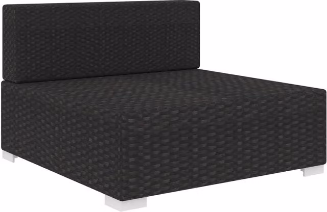 Sedia da giardino modulare in polyrattan nero con cuscini e struttura in metallo design moderno