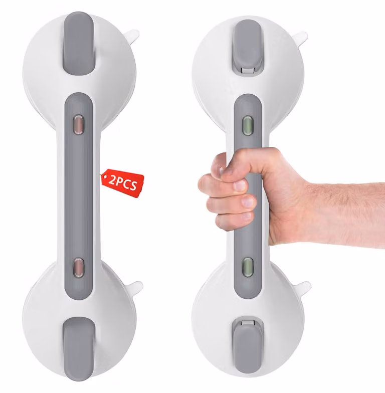 Maniglia con ventosa, 30 cm, confezione da 2, per supporto in bagno