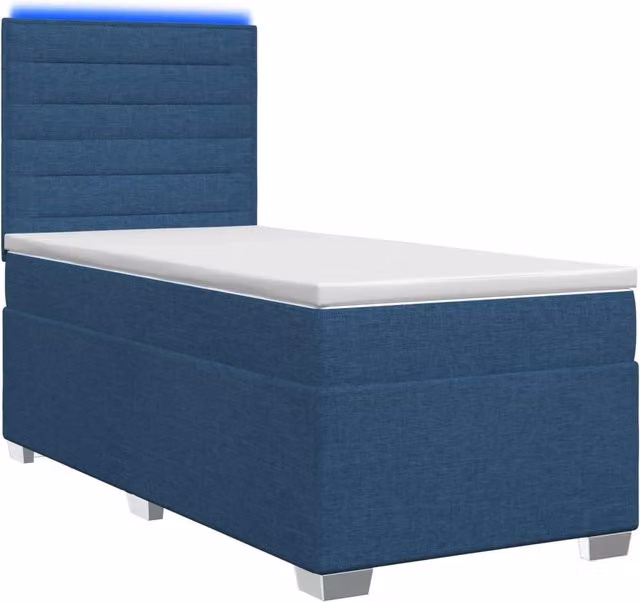 Letto box spring ibrido vidaXL con materasso a molle insacchettate e base contenitore, colore blu e bianco, L/P/H: 200 x 100 x 140,5 cm