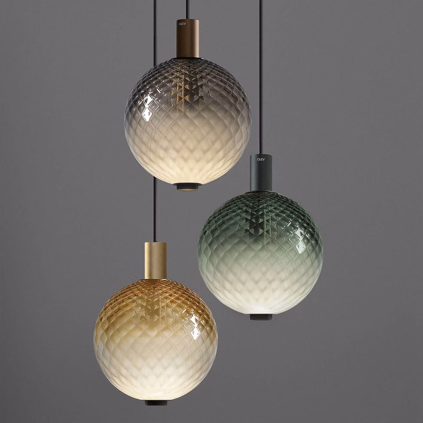 OLEV Lampada a sospensione in vetro Beam Stick Nuance Balloton, dimmerabile, Marrone / Ruggine, Soggiorno / Sala da pranzo, Vetro, Design, Lampada a sospensione