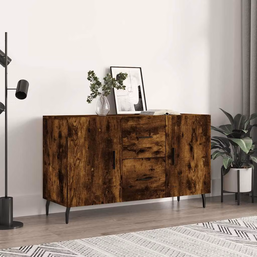 Credenza moderna vidaXL in legno multistrato color rovere fumo, L 100 x P 36 x H 60 cm