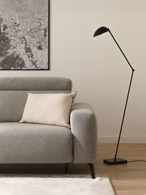 Lampada da terra Pearl Kenay Home nera in ceramica e metallo con design regolabile e minimalista – 1