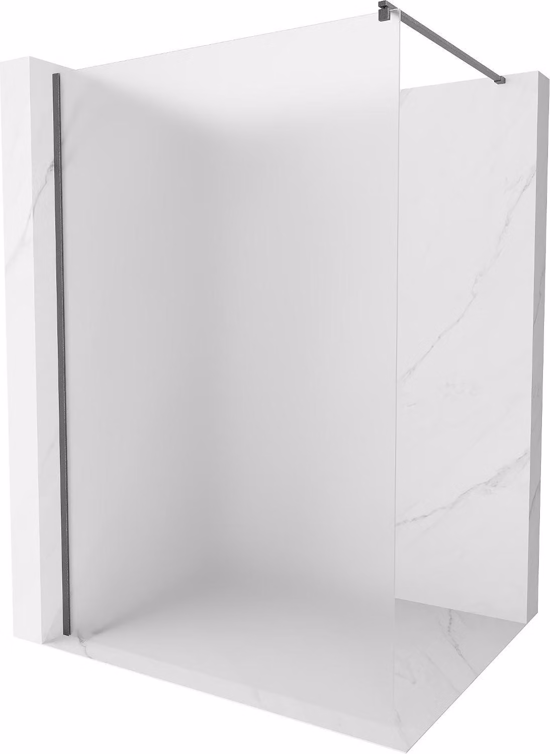 Mexen Kioto parete doccia Walk-in 90 x 200 cm, ghiacciato 8 mm, grigio canna di fucile spazzolato - 800-090-101-66-30