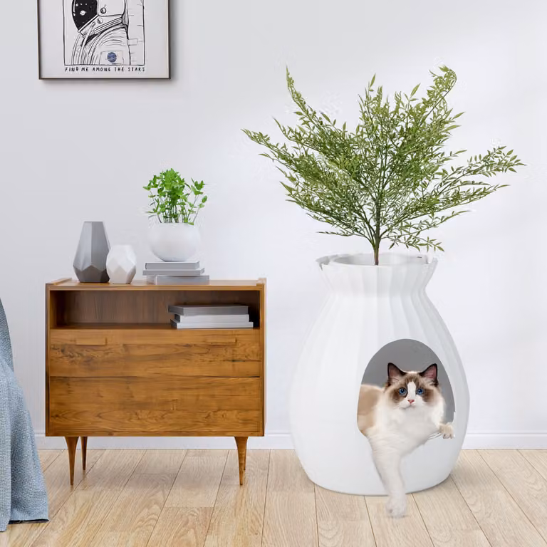 Costway Lettiera Smart per Gatti con Rimozione Elettronica degli Odori e Sterilizzazione, Mobile Bianco