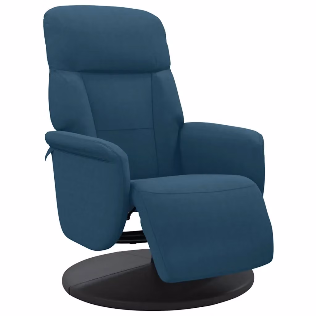 Poltrona Reclinabile con Poggiapiedi vidaXL in Velluto Blu con Base Girevole a 360 Gradi e Regolazione Manuale – 2