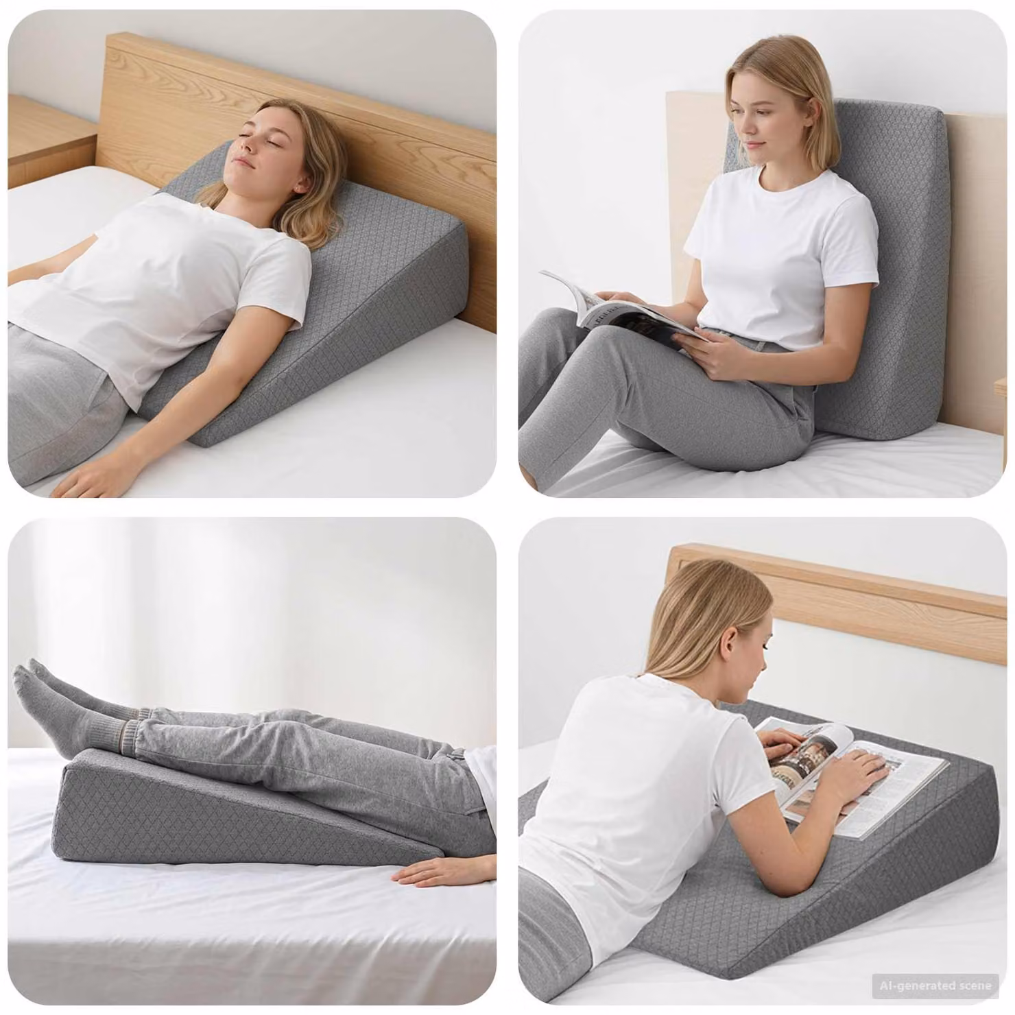 Cuscino a Wedge vidaXL in Memory Foam Grigio, L: 69 cm, P: 64 cm, H: 19 cm