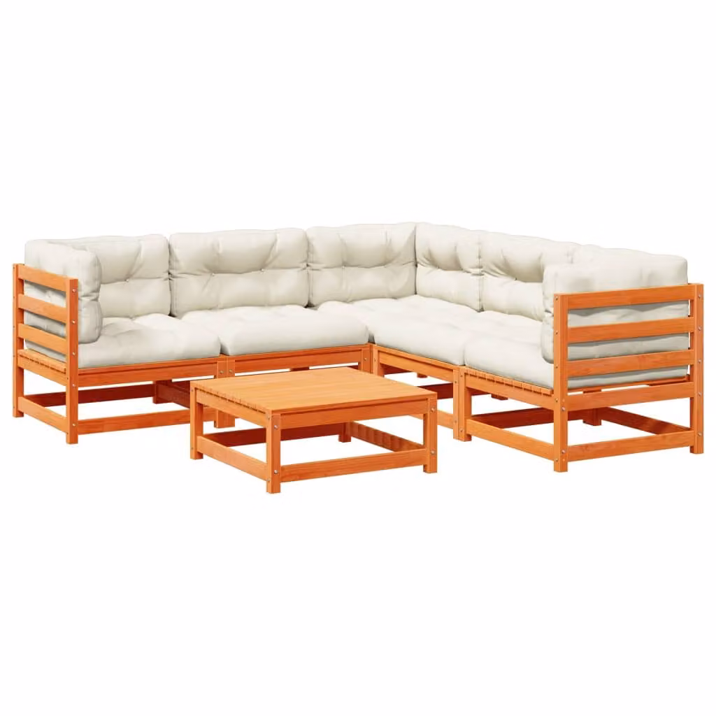 Maison Exclusive - Set Divani Giardino 6pz con Cuscini Marrone Cera Massello Pino