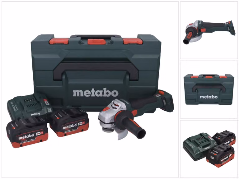 Smerigliatrice angolare a batteria Metabo WB 18 LTX BL 15-125 Quick 18 V 125 mm brushless + 2 batterie da 8,0 Ah + caricabatterie + metaBOX