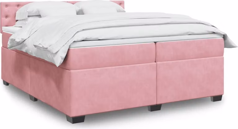 Maison Exclusive - Giroletto a Molle con Materasso Rosa 200x200 cm in Velluto