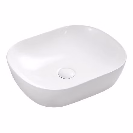Mereo Keramika - Lavabo da appoggio, 465x375 mm, senza troppopieno, senza foro per rubinetto, bianco UC473812O