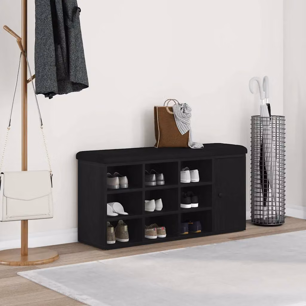 Panchina con contenitore porta scarpe vidaXL moderna in nero, L 102 x P 32 x H 50 cm