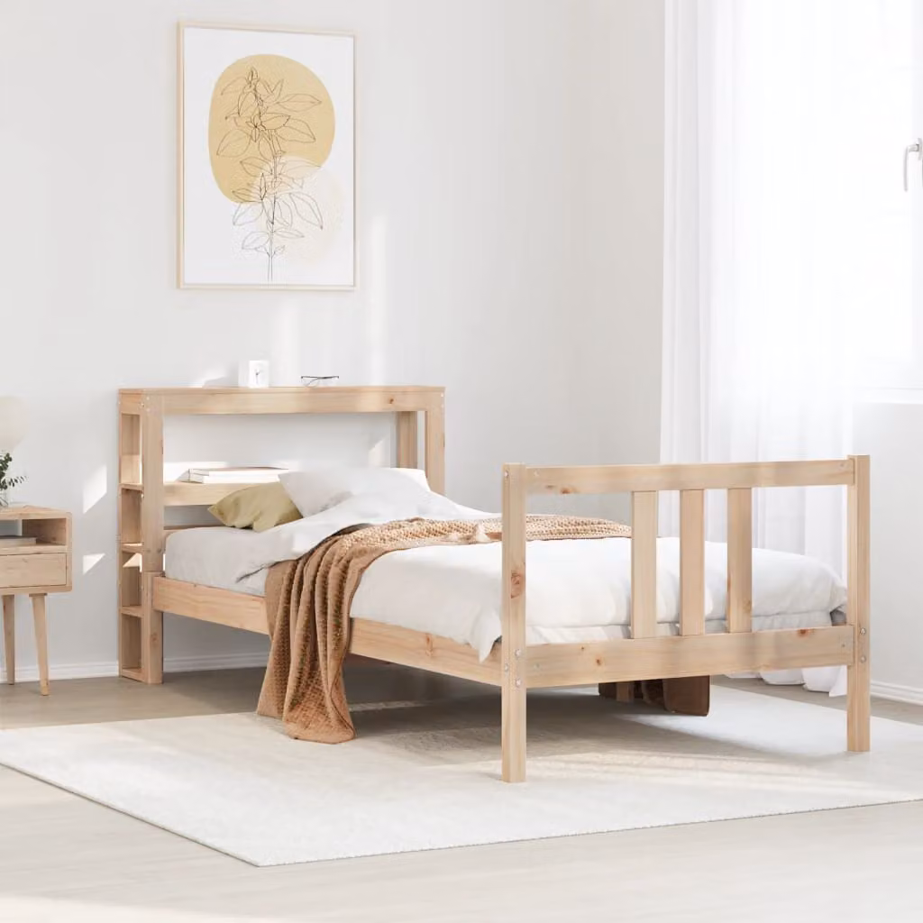 vidaXL Giroletto con Testiera in Legno Massello di Pino Marrone L 190 x L 75 cm