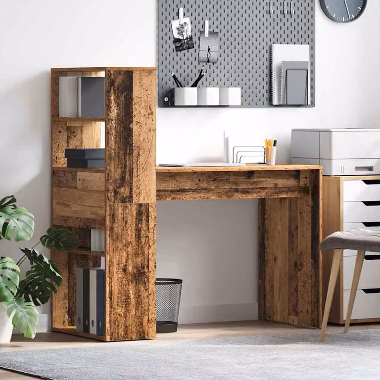 Maison Exclusive - Scrivania in legno massello e materiale composito, 113 x 54 x 120 cm