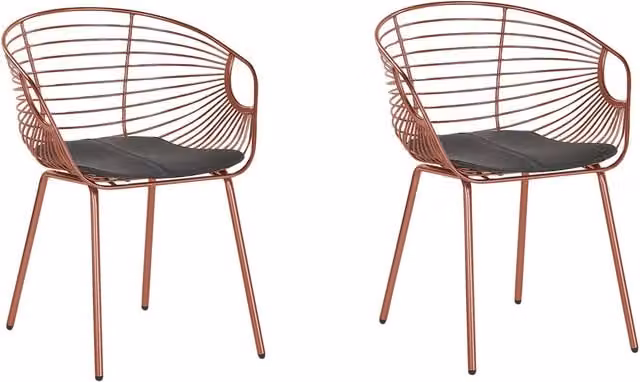 Set di 2 sedie da pranzo BELIANI in stile industrial moderno con struttura in metallo rosso rame e seduta in ecopelle nera