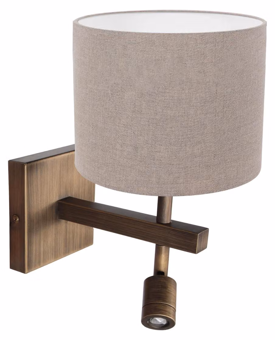 Lampada da parete - bronzo - Stang - metallo tessile - lampada da letto - LED_E27 - 4892BR - Steinhauer