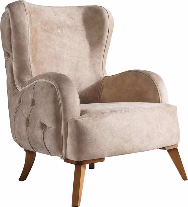 Textil Polster Sessel Couch Sofa Sitz Luxus Bunte Relax Beige Chesterfield