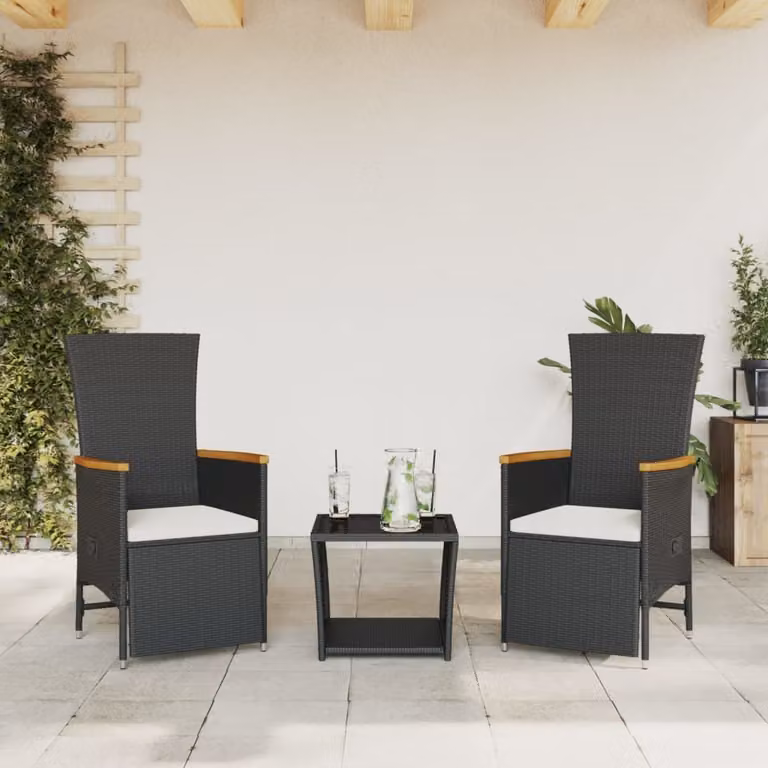 Maison Exclusive - Set da Pranzo da Giardino 3 pz con Cuscini Nero in Polyrattan