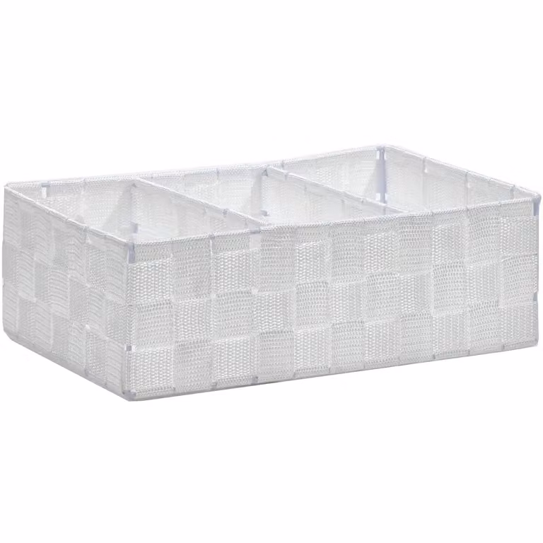 Contenitore con 3 scomparti Vestiamo Casa, bianco, H: 10 cm, L: 30 cm, P: 20 cm