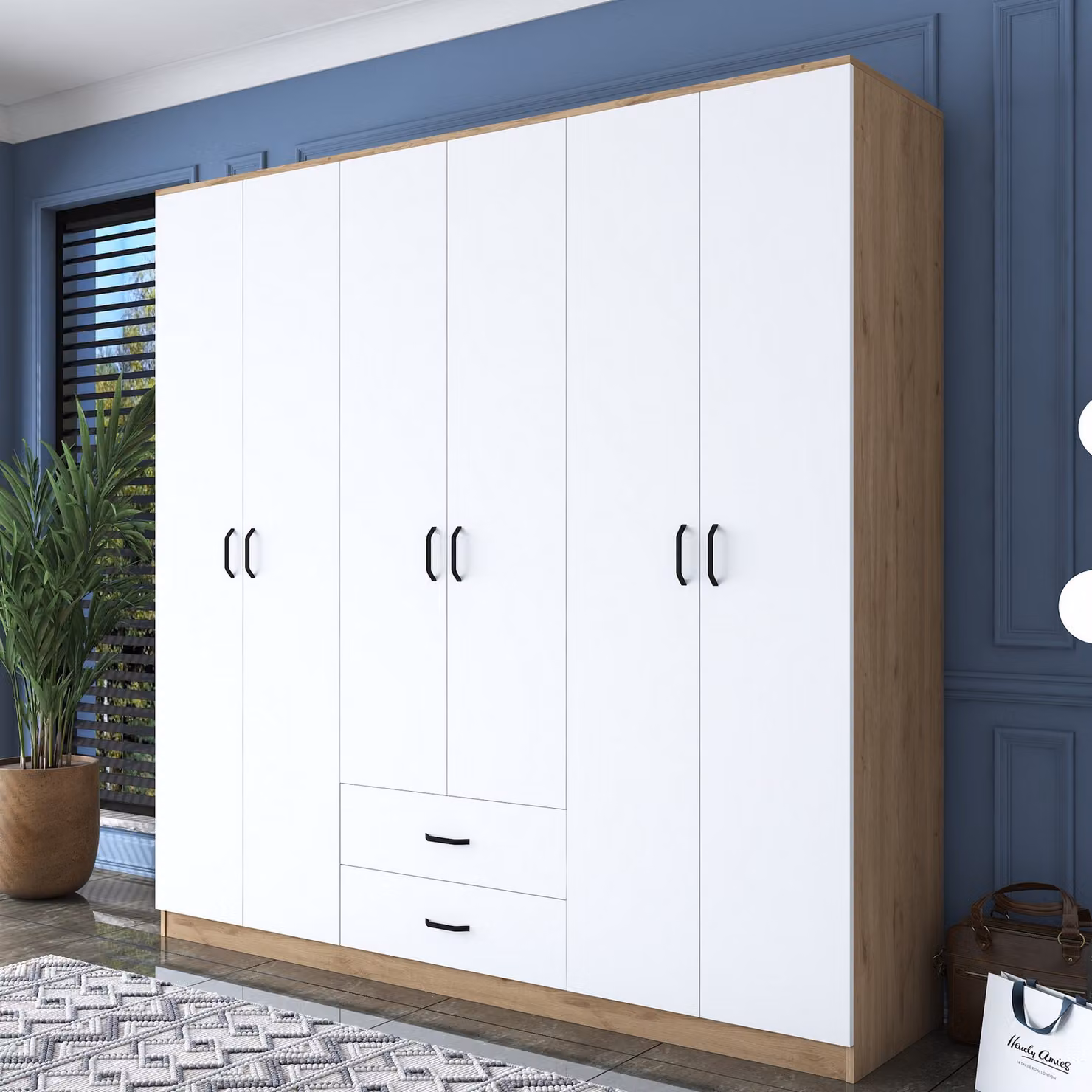 Skye Decor, BA111 - 2324, armadio, noce, 100 % PANNELLI DI AGGREGATO MELAMMINICO, 210 x 51,5 x 210 cm