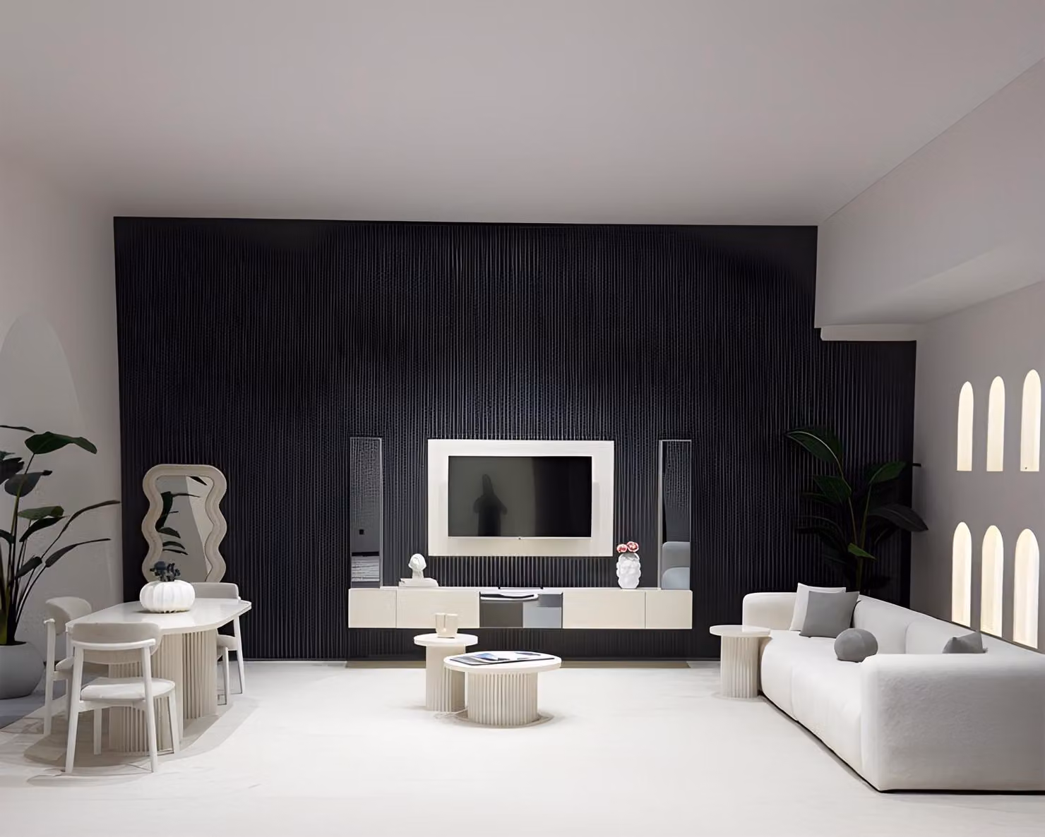 Set moderno bianco da tavolo, design con 2 tavolini da caffè/divano