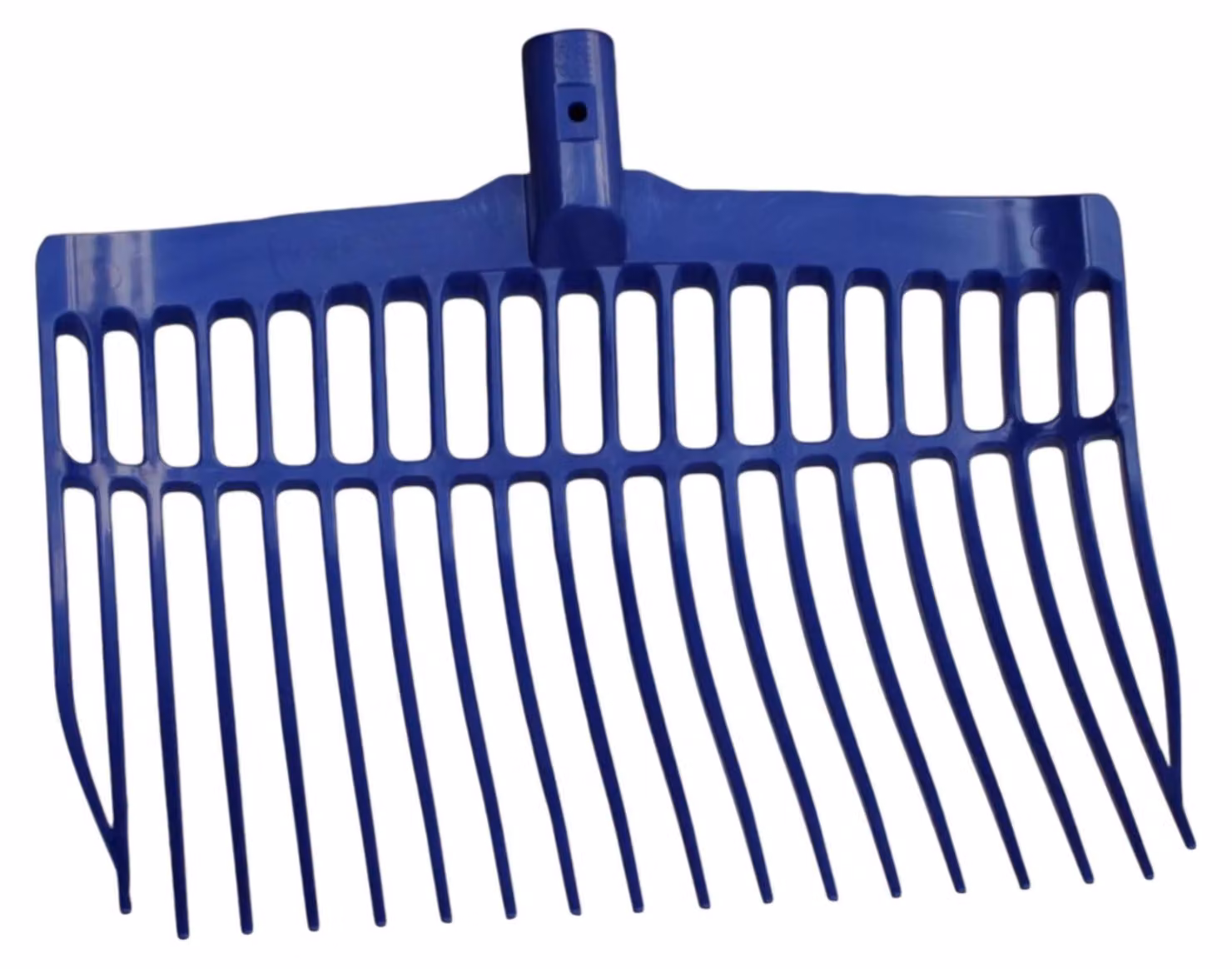 Forca da letame in plastica blu senza manico