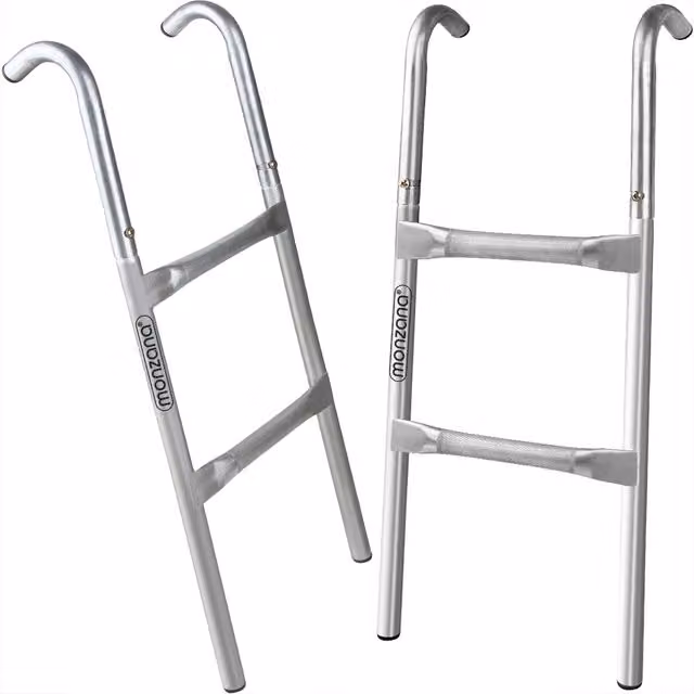 Scaletta per trampolino Monzana a 2 gradini in metallo e plastica, colore argento, Altezza: 76 cm