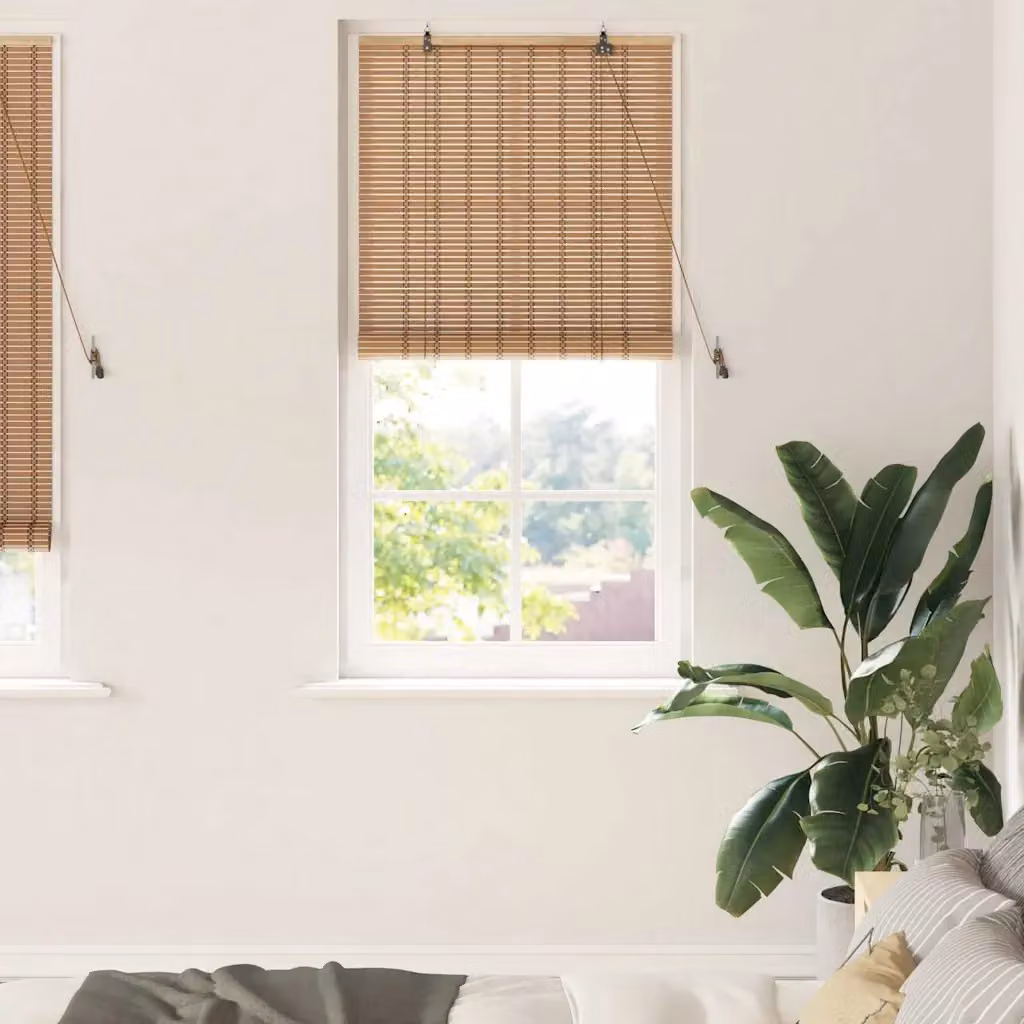 Tenda a rullo vidaXL in bambù color beige e marrone, resistente ai raggi UV, L 90 cm x H 220 cm