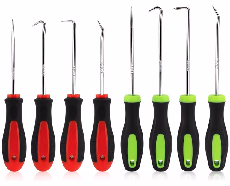 Set universale di raschietti per aghi - Utensili di precisione - 8 pezzi - Acciaio cromo-vanadio - Per auto ed elettronica - Robusti e affilati