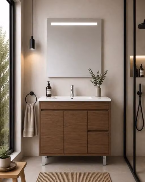 Mobile bagno con lavabo ORIGENBATH ISQUIA senza specchio 70x40 cm frassino tea