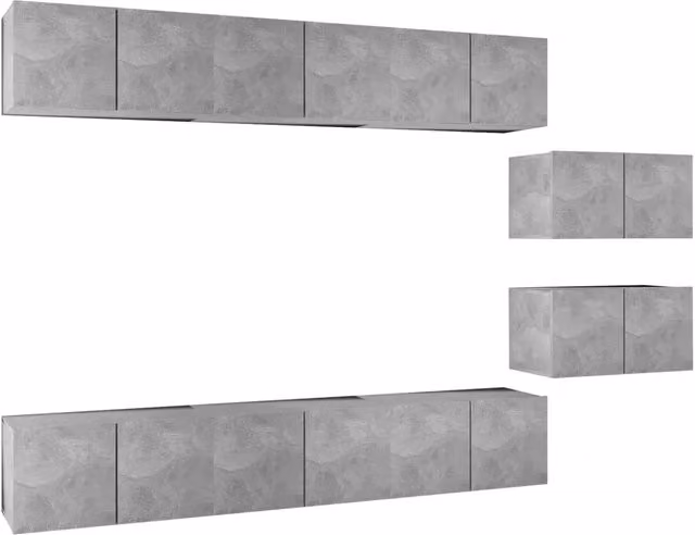 Mobili Porta TV 8 pz | Armadietto TV | Mobile Porta TV Grigio Cemento in Legno Multistrato