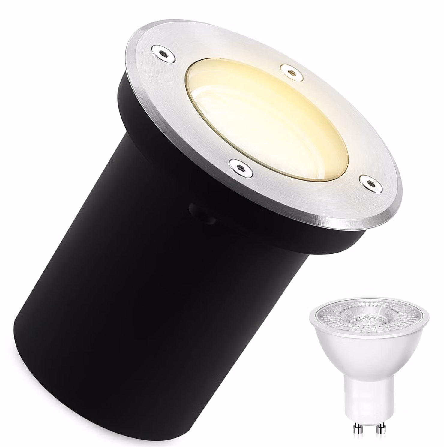 Faretti da esterno a incasso, attacco GU10, 3W LED, grado di protezione IP67, orientabili, 280 lm, luce bianco caldo