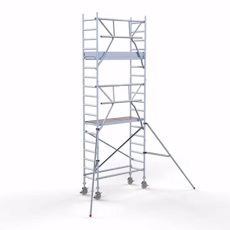 Piattaforma elevatrice mobile con corrimano laterale - altezza di lavoro 6,2 metri - piattaforma in alluminio di 190x75 cm